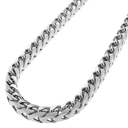 Verona Jewelers Mens 925 Sterling Silver 3MM 5.5MM Franco Chain Necklace, Square Box Link Rhodium Franco Necklace and Bracelet,925 Franco Chain for Men, Open Box Link Chain (20, 5.5MM)