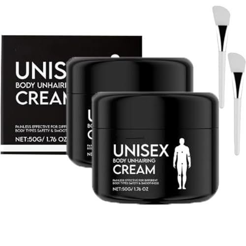 Crema depilatoria unisex para el cuerpo, crema facial eficaz y rápida para la depilación, indolora y calmante, suave y sin dolor, sin vello ni residuos para todas las partes del cuerpo (2pcs)