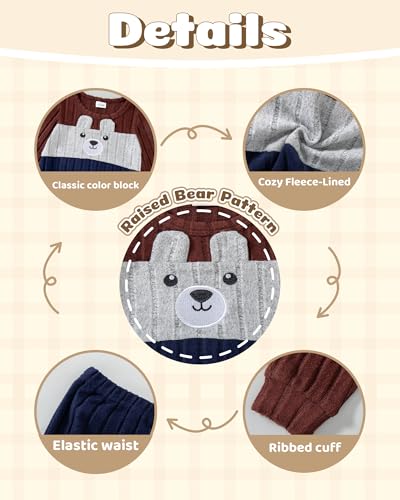 Image of NZRVAWS Toddler Baby Boy Clothes Pullover Sweater Ripped Jean Sweatsuit Little Boy Outfit Fall Winter Clothing Set 6M-7T