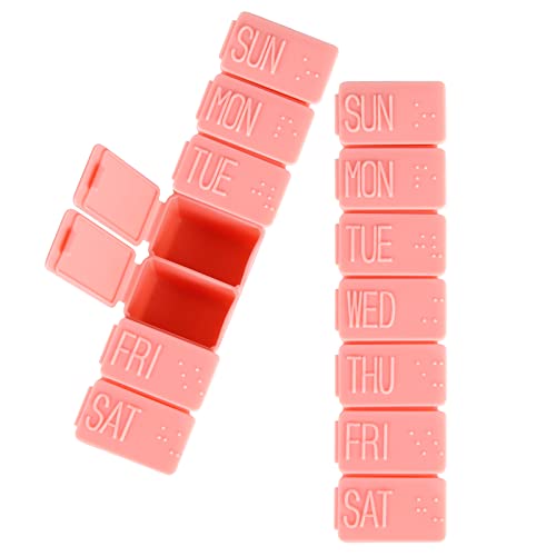 Image of 2Pack Pill Organizer,7 Day Pill Cases Travel Daily Box for Fish Oil, Calcium Tablets, Supplements and Other Vitamins (Pink+) Pink