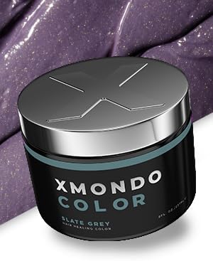 XMONDO Color Slate Grey Hair Healing Semi Permanent Color | Vegan Formula with Hyaluronic Acid to Retain Moisture, Vegetable Proteins to Revitalize Hair, and Bond Building Technology, 8 Fl Oz 1-Pack
