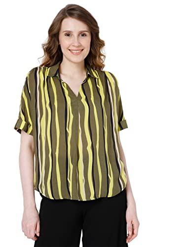 Image of VERO MODA Printed V-Neck Viscose Womens Top (S22VM10273003-P)
