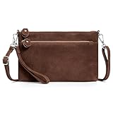 befen Real Suede Bags for Women, Leather Wristlet Wallets RFID Blocking Small Crossbody Bags, Women Leather Purses Handbags Shoulder Bag Trendy Clutch Purse with 2 Strap