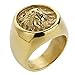 Produktbild PDTZ Herrenringe   Punk Gold Black Lion Ring Edelstahl Family Round Animal Ring Herrenaccessoires Beauty 12 Gold