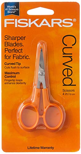 Fiskars 98087097J Tesoura curvada para artesanato, 10 cm, aço e laranja