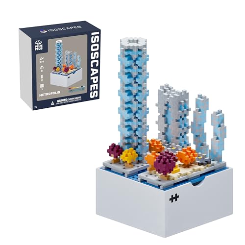 Plus Plus Isoscapes, Interlocking Mini Building Blocks, 3D Puzzle Stem Toy for Kids, Office and Home Decor - Metropolis