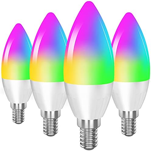 DOGAIN Smart Light Bulb Works with Alexa Google Home E12 Base WiFi Candelabra LED Light Bulb Color Changing Dimmable Chandelier Light Bulbs 360 lm 35w Equivalent 4 Pack (2.4GHz WiFi Only)