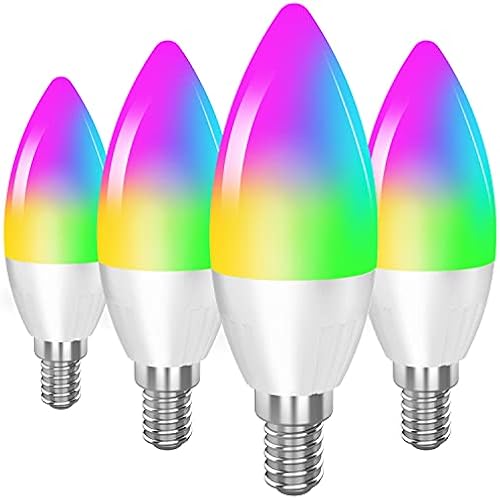 DOGAIN Smart Light Bulb Works with Alexa Google Home E12 Base WiFi Candelabra LED Light Bulb Color Changing Dimmable Chandelier Light Bulbs 360 lm 35w Equivalent 4 Pack (2.4GHz WiFi Only)