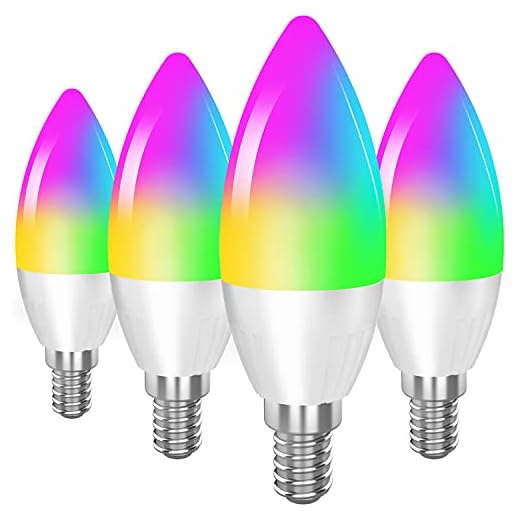 Dogain Smart Light Bulb Works with Alexa Google Home Siri Shortcut E12 Base B10/B11 WiFi-Bluetooth Candelabra LED Light Bulb Color Changing Dimmable Chandelier Light Bulbs 360 lm 35w Equivalent 4 Pack
