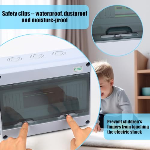 Sicherungskasten Aufputz 1 Reihig, IP65 Wasserdichter Verteilerkasten Aufputz Unterverteilung Verteilerkästen Kleinverteiler Schaltkasten für 12 Modules Garten Villen Ladesäulen Außenbereich