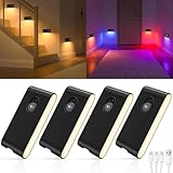 WILLED Stair Lights Indoor Rechargeable,RGB & Warm White Color Changing Night Light,Wireless Motion Sensor Lights Indoor for Stair,Bathroom,Hallway,Kitchen,Closet,Cabinet,Bedroom,Kids' Room
