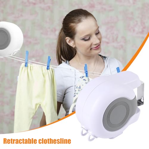 Corde à linge rétractable 13m portable fil à linge résistant au vent jardin - 4