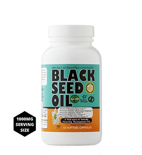 Premium Black Seed Oil Liquid Softgel Capsules 2.20% Thymoquinone Non-GMO Made from Cold Pressed Black Cumin Nigella Sativa - Antioxidant - 60 Capsules 2000mg Serving Size Omega 3 6 9 Supplement