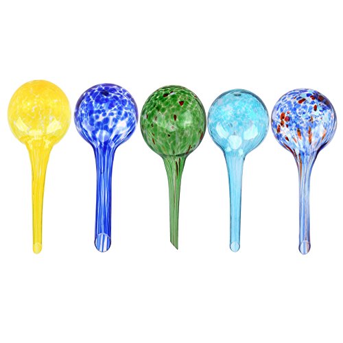 Preisvergleich Produktbild WCIC 5 Stück Bewässerung für Pflanzen Globes, Mini Automatischen Bewässerung Leuchtmittel Glühbirnen Dekorative handgefertigten Mundgeblasenes Glas 6cmX15cm