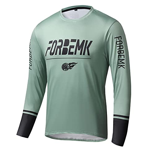 Forbemk Youth Mountain Bike Shirts Long Sleeve For Girls & Boys Mtb Jersey Quick Dry Downhill Bmx Shirts &Moisture-Wicking-K2214-Light Green-14 #TOP6
