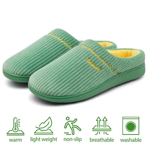 Image of House Slippers for Women with Arch Support | Memory Foam Non-Slip, Two Tone Embroidered Soft Home Slippers, All Season Comfort