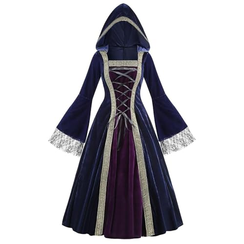 Robe de soirée festive style médiéval : velours luxueux et finitions vintage pour femme