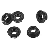 HOPESPANNER 5 Pcs M6 Car Flange Nuts Carbon Steel Flat Hex Lock Flange Nuts Non-Slip Lock Flange Black for Car Motorcycle