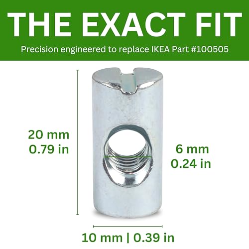 Spare Hardware Parts Kreuzdübel Zylindermutterhülse | Ersatz für IKEA Teilenummer 100505 | 8 Stück