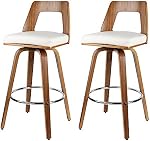 Moustache Bar Stools Set of 2, Swivel Bar Chairs with Soft Cushion Seat | Mid-Backrest, Soft Cushion, For Counter Island, Bar, Coffee Shop, Kitchen Counter Stools