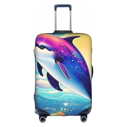 Colorful Starry Sky Ocean Dolphin Tsa Approved Luggage Cover For 18-32 Inch Suitcases Scratch-Resistant Stretch Luggage Cover