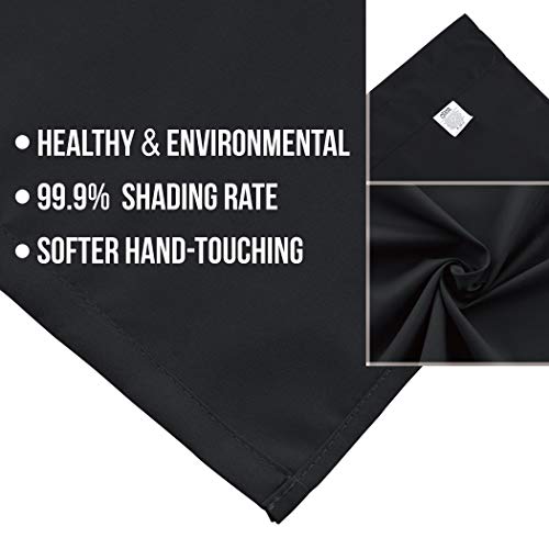 Home Queen Blackout Rod Pocket Tier Curtains for Small Window, Short Room Darkening Basement Curtains, Cafe Drapes, 2 Panels, 30 W x 24 L Inch Each, Black — view 5