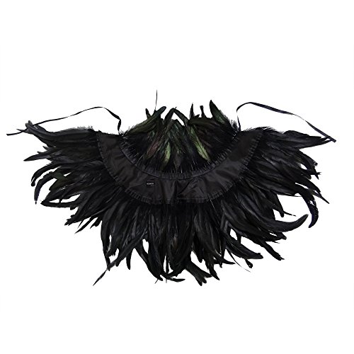 TOOKY Black Gothic Victorian Natural Feather Cape Shawl Stole Poncho with Choker Collar(Size: One Size) steampunk buy now online