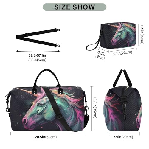 Large Travel Duffel Bag, Horse Head Abstruct Sports Tote Gym Bag, Shoulder Weekender Overnight Bag for Women Men, Carry On Luggage with Toiletry Bags3