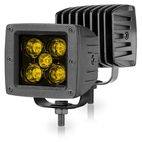 Amber LED Cubes, Niwaker CREE LED Pods 100W 2Pcs 3 Inch Yellow Fog Lights Spot Off Road Driving Lights Square LED Work Light Waterproof LED Pod Lights for Truck Pickup SUV ATV UTV Boat Front Bumper Cover