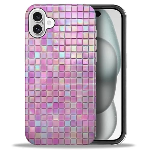 Coque rigide iPhone 16 Plus motif mosaïque en verre élégant et design hybride double protection haut de gamme