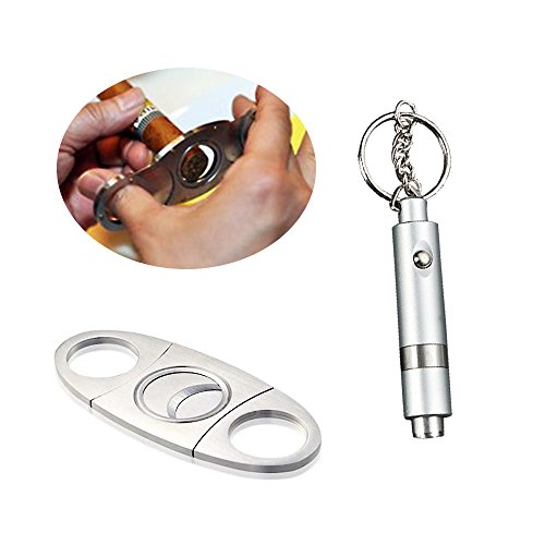Cigar Set Stainless Steel Cigar Cutter Cigar Punch with Key Chain