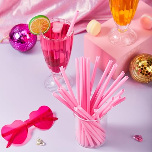 JOYIN 200 PCS Valentine Heart Shaped Pink Straws, Reusable Drinking Cute Straw for Valentine's day Cocktail, Birthday Party, Bridal Shower, Wedding Supplies, Valentine Party by JOYIN - Image 2