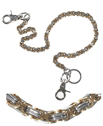 Ruth&Boaz Block Chain Stainless Steel Key Chain Wallet Chain (63cm, Gold-Stainless)