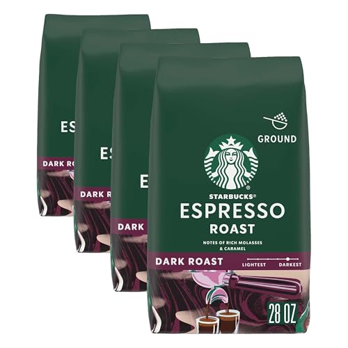 Image of Starbucks Ground Coffee,Dark Roast Coffee,Espresso Roast,100% Arabica,1 bag (28 oz),(Pack of 4)