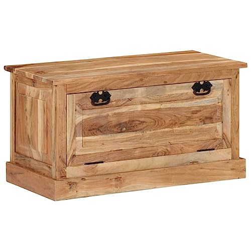 Cartvyn Zapatero de madera maciza de acacia, 85 x 40 x 45 cm, banco de pasillo con espacio de almacenamiento, baúl para pasillo y dormitorio, práctico banco con zapatero, acolchado para sentarse