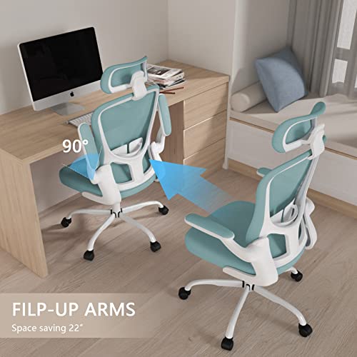 Office Chair, High Back Ergonomic Desk Chair, Breathable Mesh Desk Chair With Adjustable Lumbar Support And Headrest, Swivel Task Chair With Flip-Up Armrests, Executive Chair For Home Office #TOP5