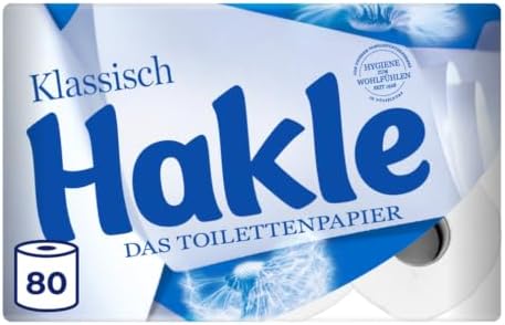 Hakle Klassisch, 80 Rollen Toilettenpapier, 3-lagig | 150 Blatt pro Rolle, Die Sanfte Reinigung und Pflege für Wohlbefinden