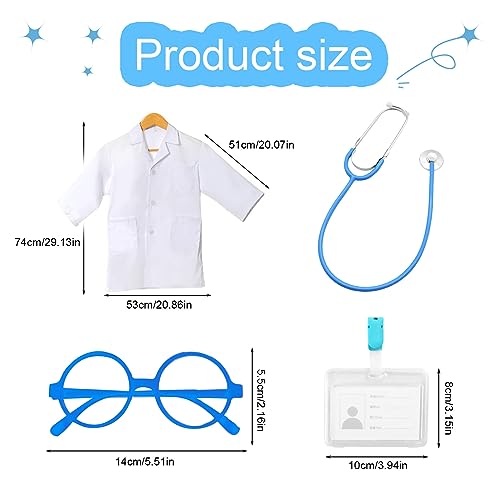 TSHAOUN 4 Pcs Kids Doctor Scientist Costume Set, White Lab Coat with ...