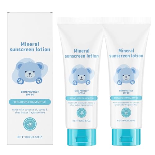 Image of Baby Sunscreen Factor 50, Spf 50 Mineral Lotion, baby Sun Cream, Baby Suncreams, Broad Spectrum Sunscreen Face Spf 50, Natural Zinc Oxide, Water-Resistant, Vegan, Sensitive Skin for Babies (2)