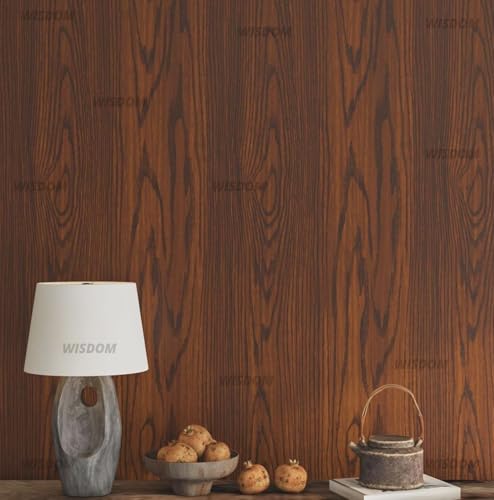 Image of WISDOM Wood Grain Contact Paper Peel and Stick Wallpaper Removable Wall Paper Decorative Cabinet 24x120 Inch,Caramel Wooden