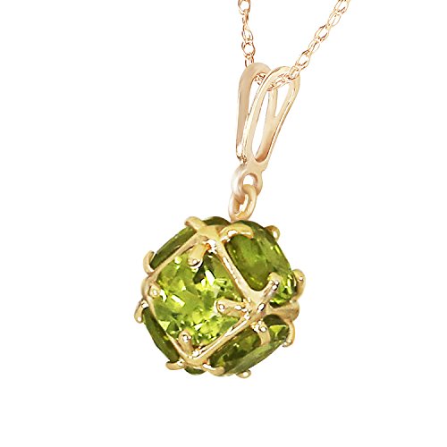 Galaxy Gold Gg 3.3 Carat 14K 18" Solid Gold Necklace With Natural Peridots #TOP2