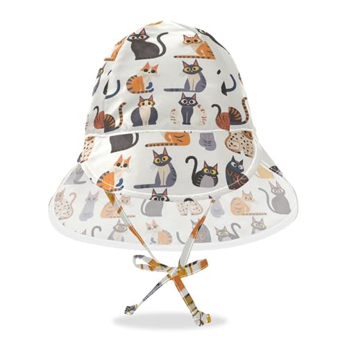 Cute Art Cats Infant Sun Hats Boys Hat Baby Girls' UV Protection Wide Brim Traveling Swim
