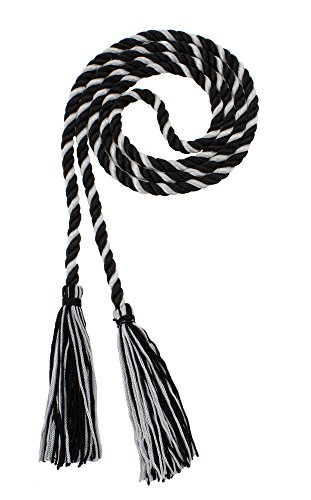 Image of Graduation Honor Cord - Black /Grey - Every School Color Available - Made in USA