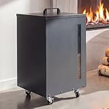 Mendler Pelletbehälter HWC-Q30, Pelletbox, Aufbewahrungsbox für z.B. Tierfutter, Sichtfenster Rollen 62x36x36cm - anthrazit