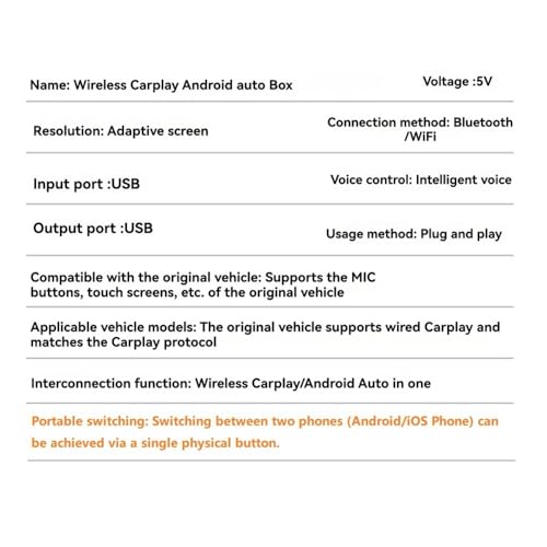 Adaptador USB 2en1 Wireless Carplay Android Auto conmutable para sistemas Android e iOS 6