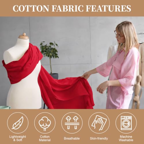 Image of 100% Cotton Fabric, 63 Inch X 1 Yard Red Fabric by The Yard