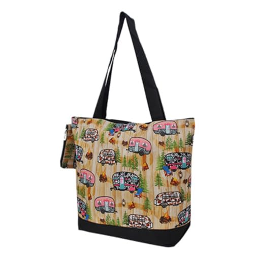 Image of NGIL Medium Top Zipper Closure Canvas Tote Bag with Attached Matching Coin Purse For Moms and Nurses