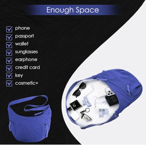 Image of WildHorn Travel Crossbody Crescent Bag for Women | Over-Shoulder Half Moon Sling Purse with Zipper | Unisex Chest Bag & Waist Bag for Daily Travel Use