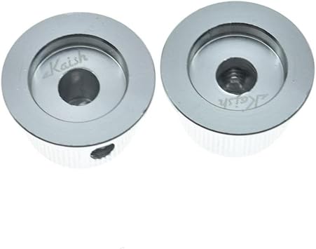 Dopro 2-Pack Set Screw Style Aluminium Potentiometer Knobs 1/4 Universal Top Hat Knobs Bell Volume Tone Control Knobs for Guitar/Bass/AMPS/Preamps Silver Without Indicator