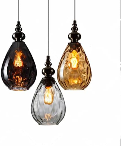 Creative Teardrop Glass Lamp Modern Single Lights Dining Table Hang Lighting for Dining Room Kitchen Island Living Room Restaurant Cbar (Clear)(Smoky Grey)/Clear